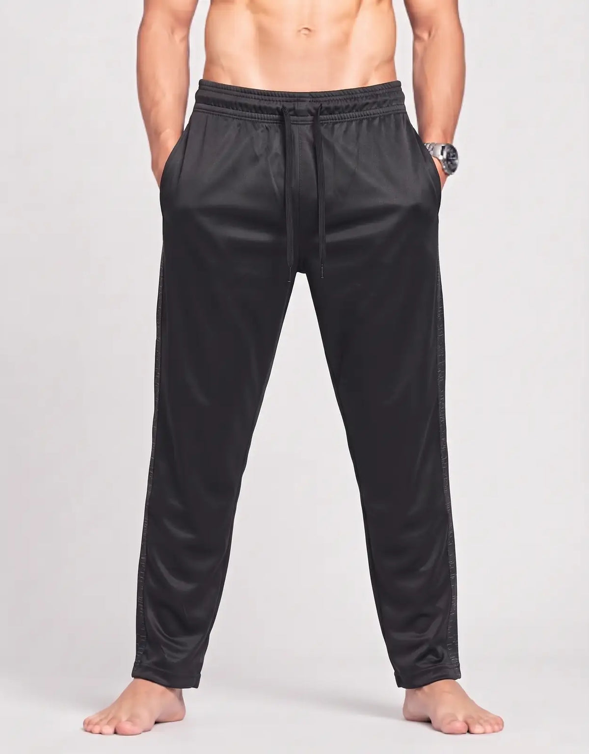 Game Time Men Sports Polyester Black Trackpants S