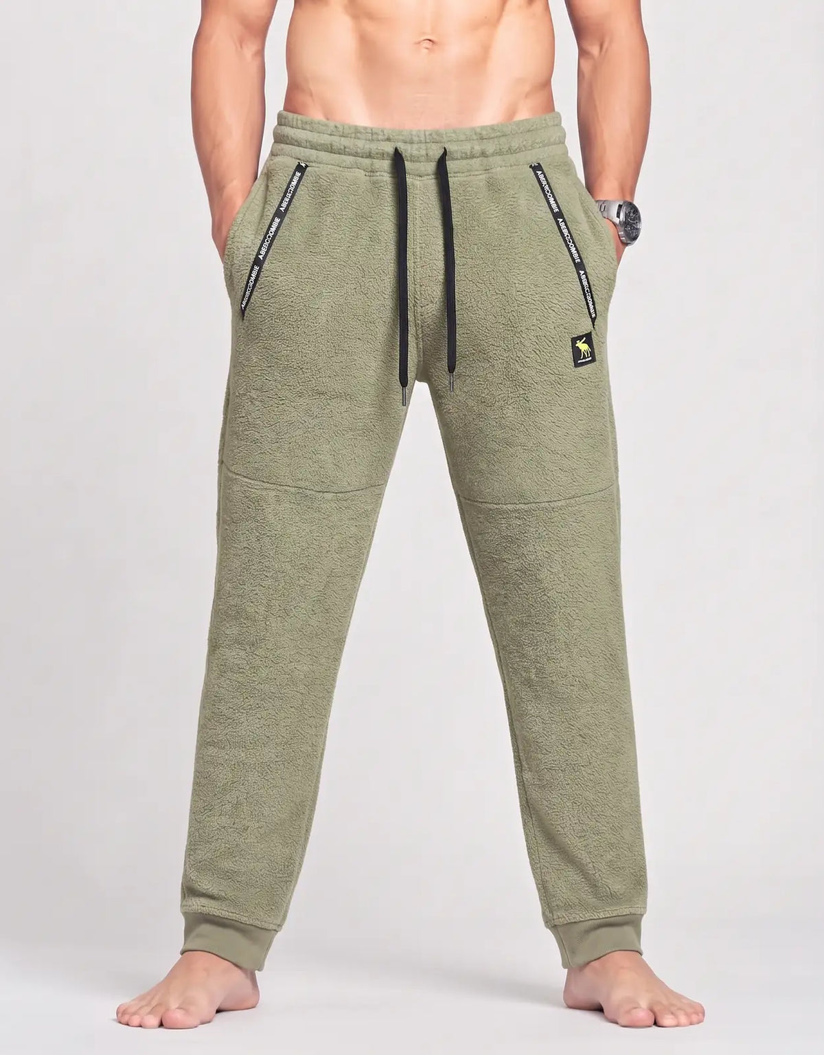 Abercrombie Men Sports Polyester Gray Trackpants S