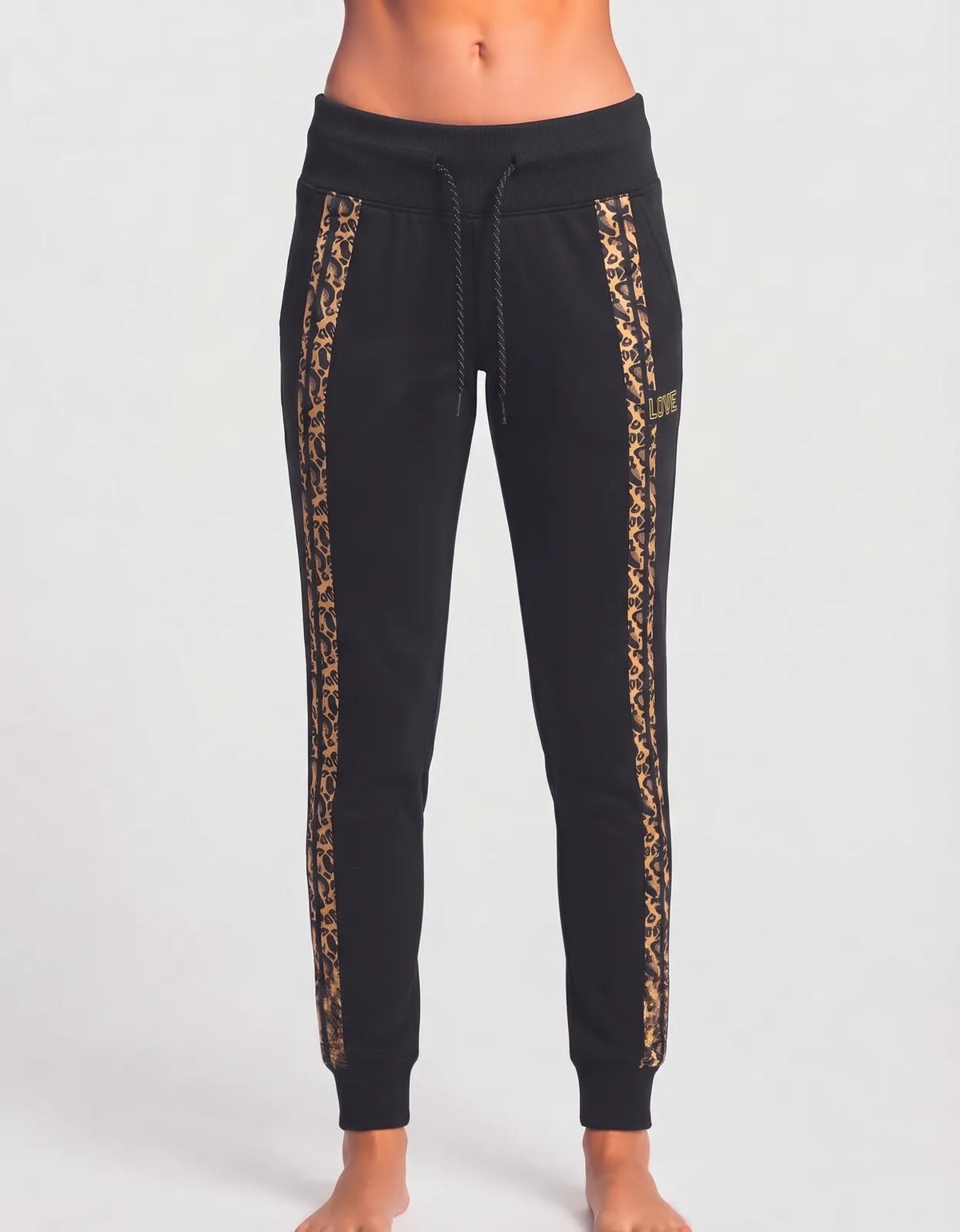 No Boundaries Women Sports Polyester Black Brown Trackpants XS
