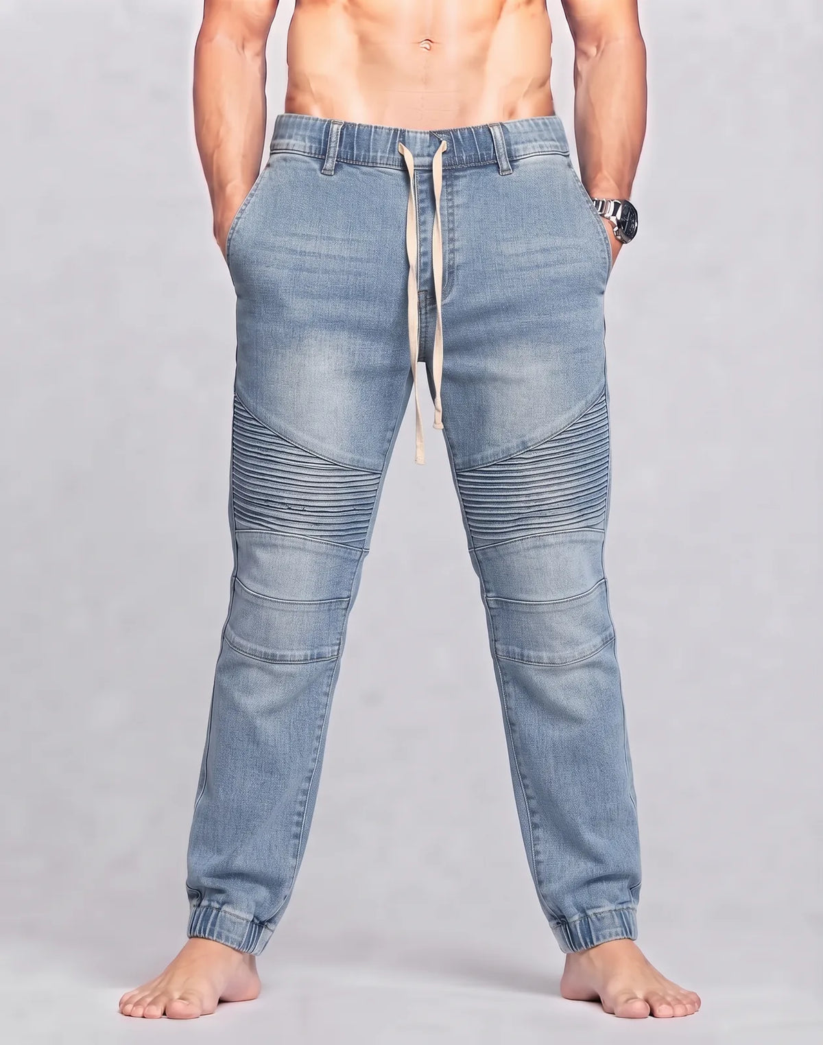 Victorious Men Cotton Light Blue Joggers L