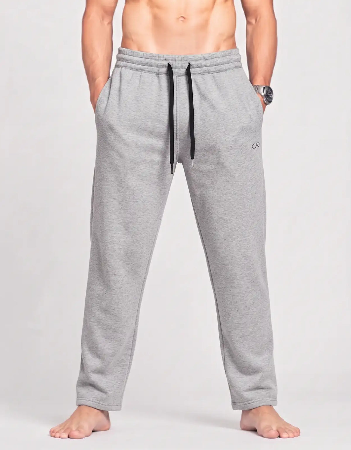 Champion Men Sports Polyester Gray Trackpants L
