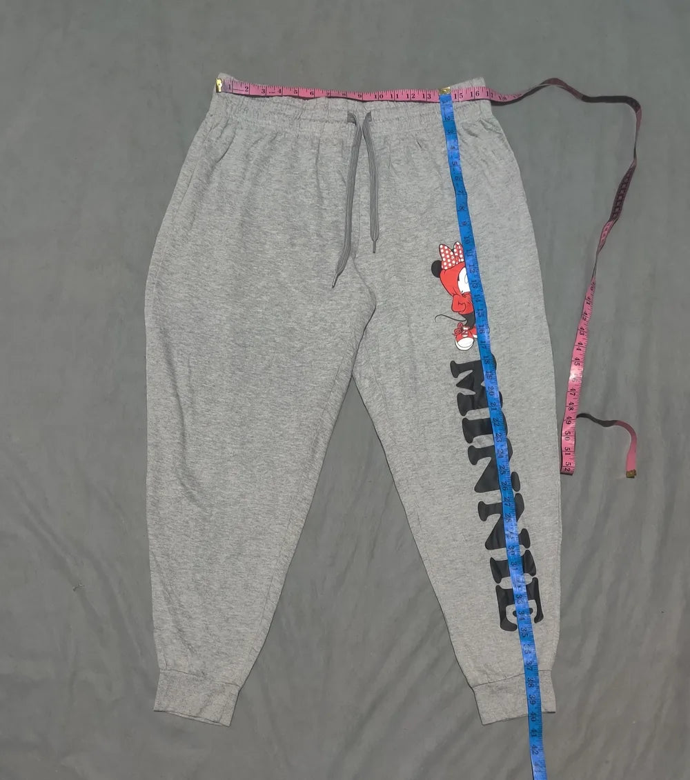 Disney Women Cotton Light Grey Black Winter Trousers XL - additional view 4