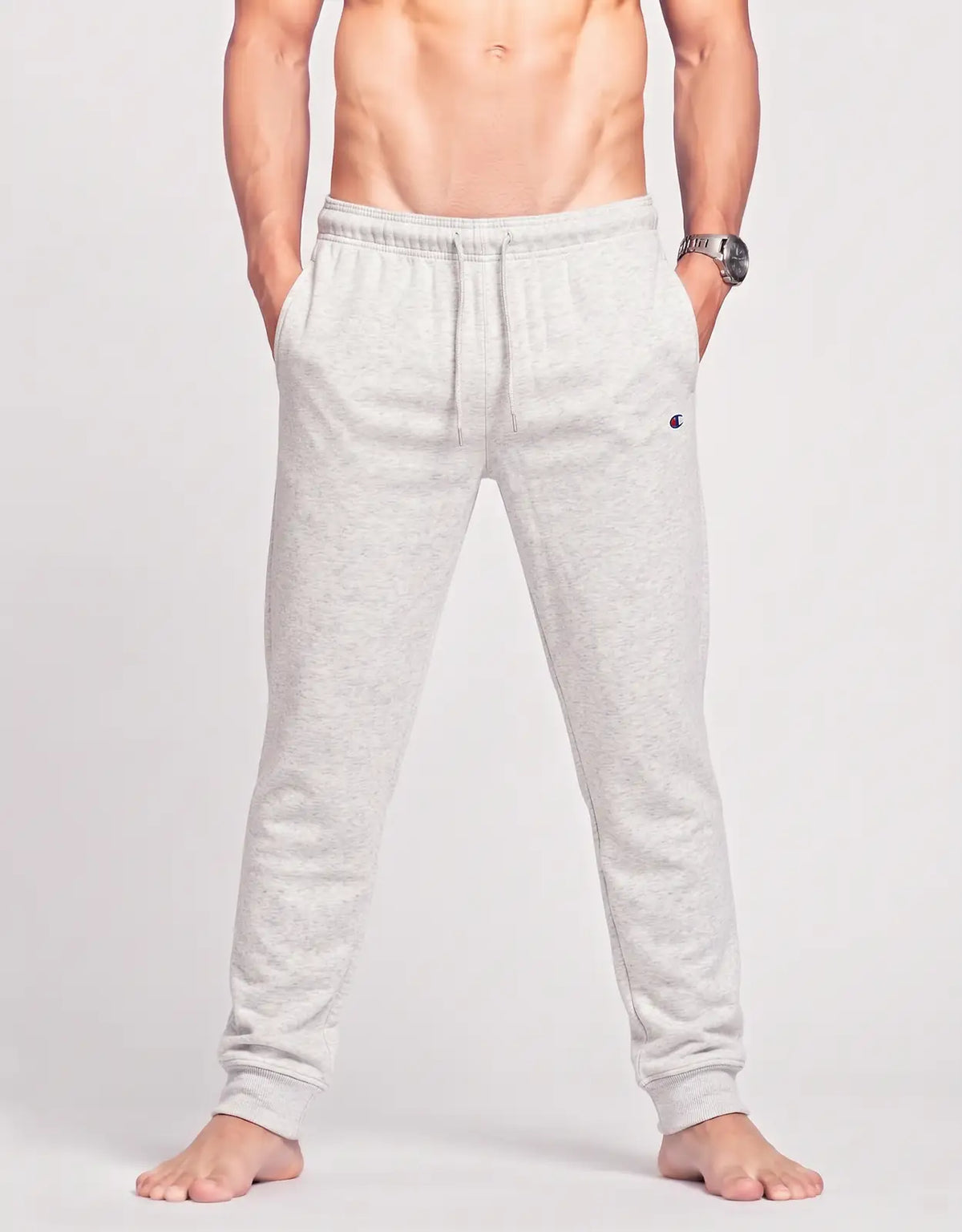 Champion Men Sports Polyester Gray Trackpants S
