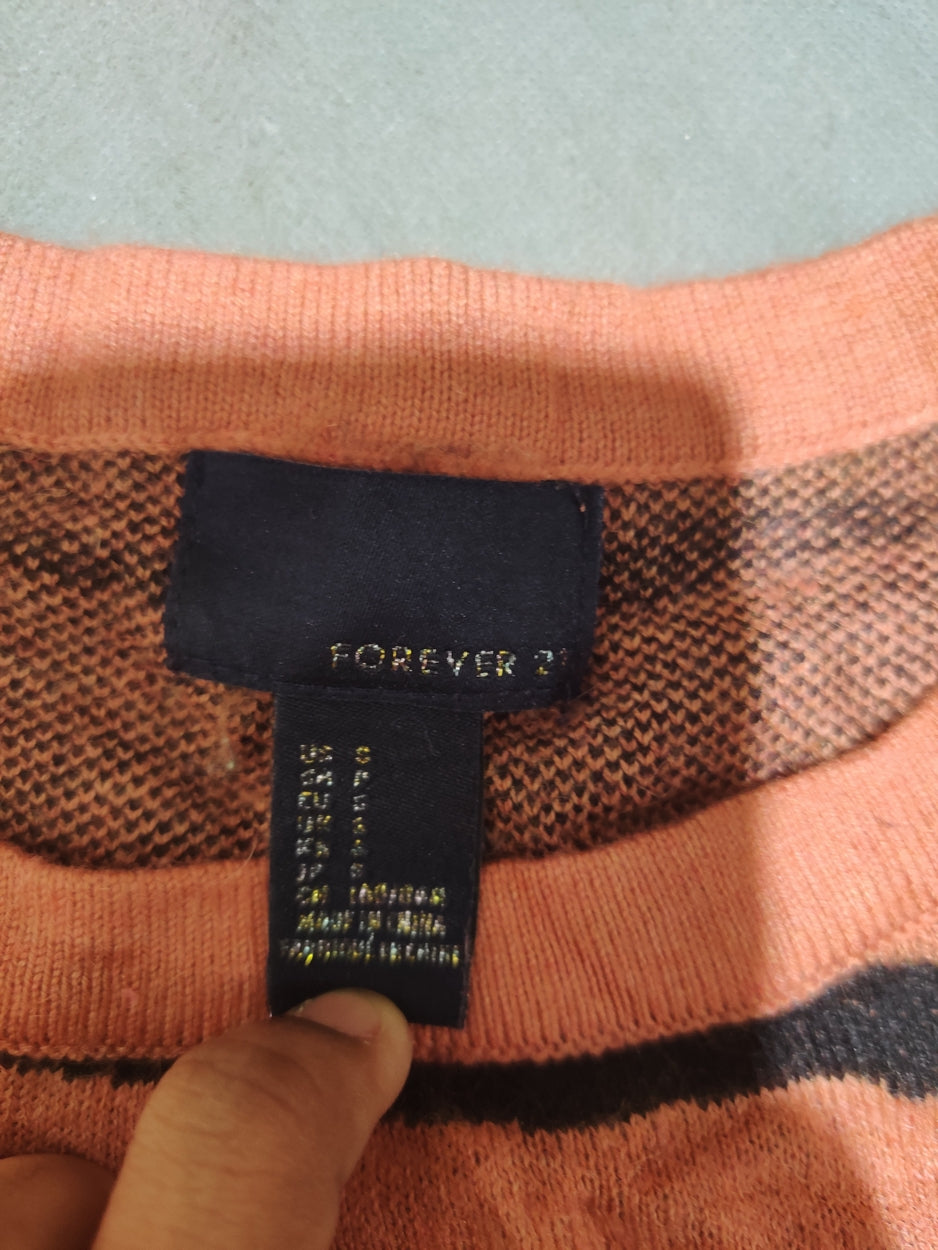 Forever 21 Women Orange Black Sweater S – Preloved Labels (view 2)
