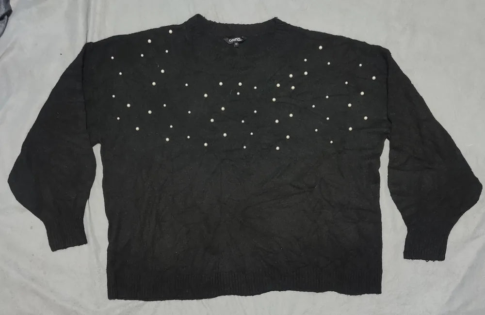 George Women Polyester Black Sweater 3XL – Preloved Labels (view 3)