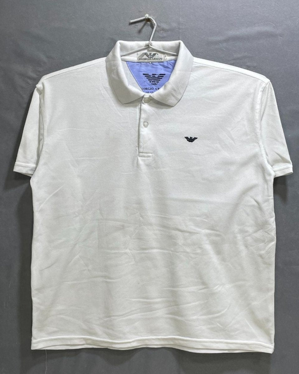 Giorgio Armani White Cotton Polo T Shirt For Men Large - Preloved Labels