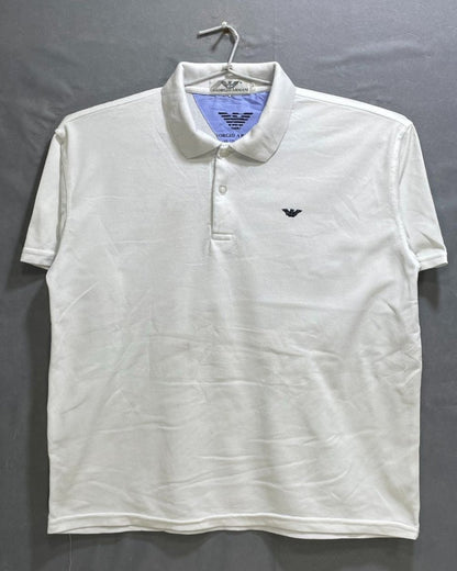 Giorgio Armani White Cotton Polo T Shirt For Men Large - Preloved Labels