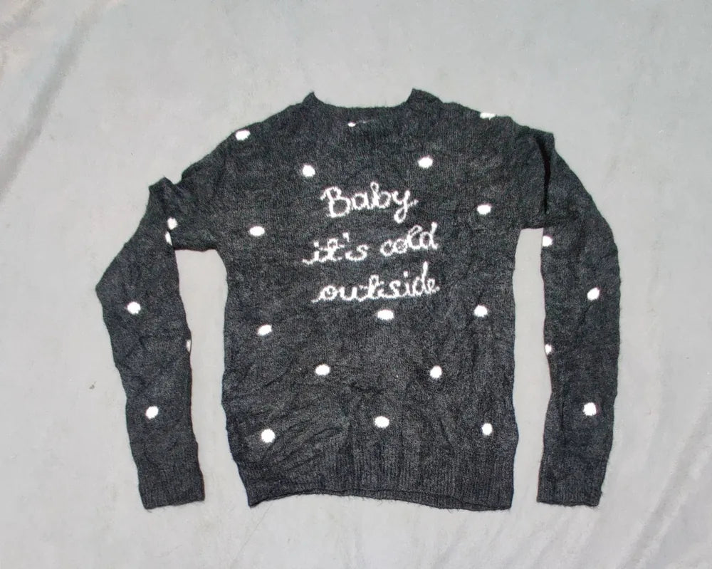 H&M Women Gray Polka Dot Sweater S – Preloved Labels (view 3)