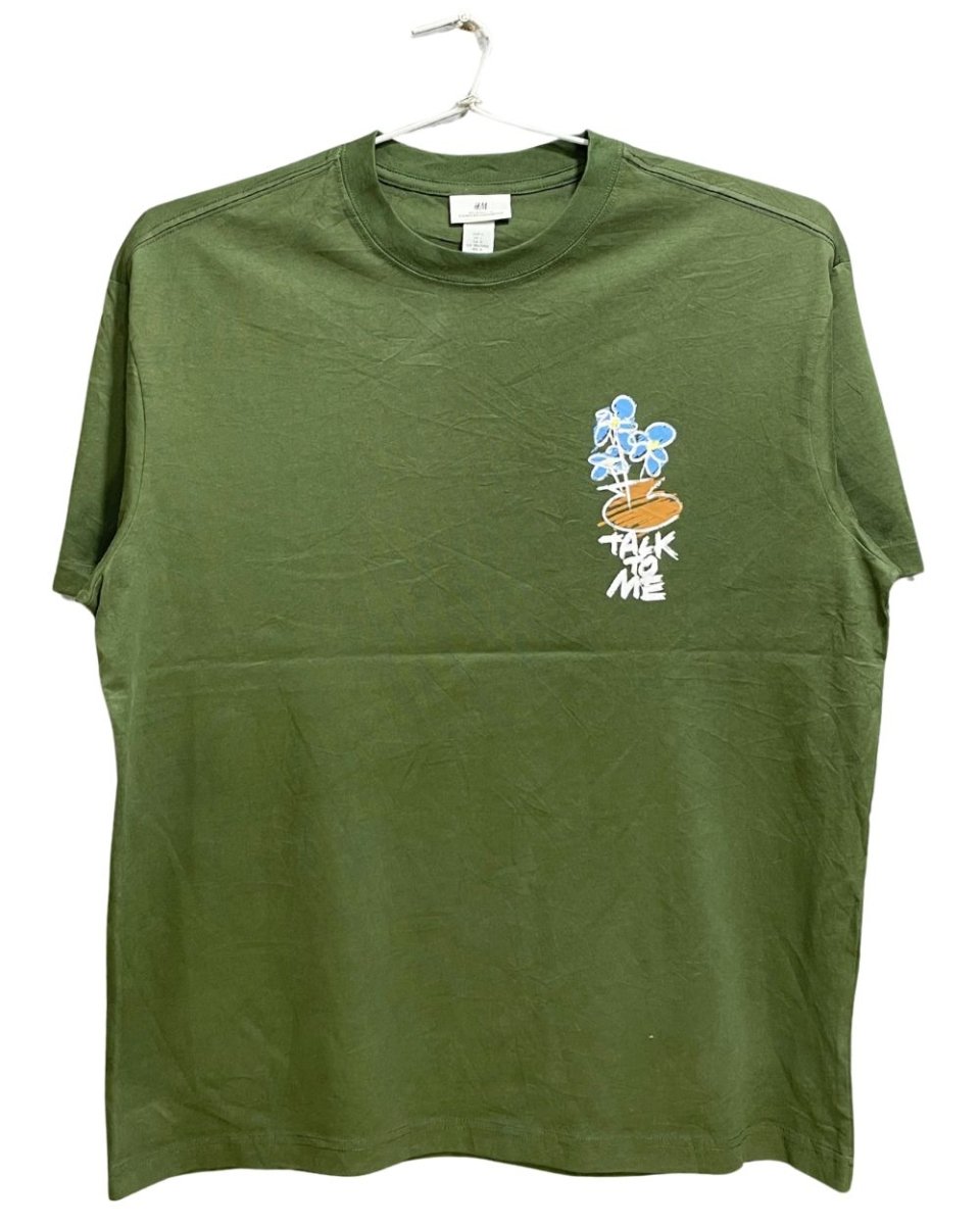 H&M Green Cotton T Shirt For Men L - Preloved Labels