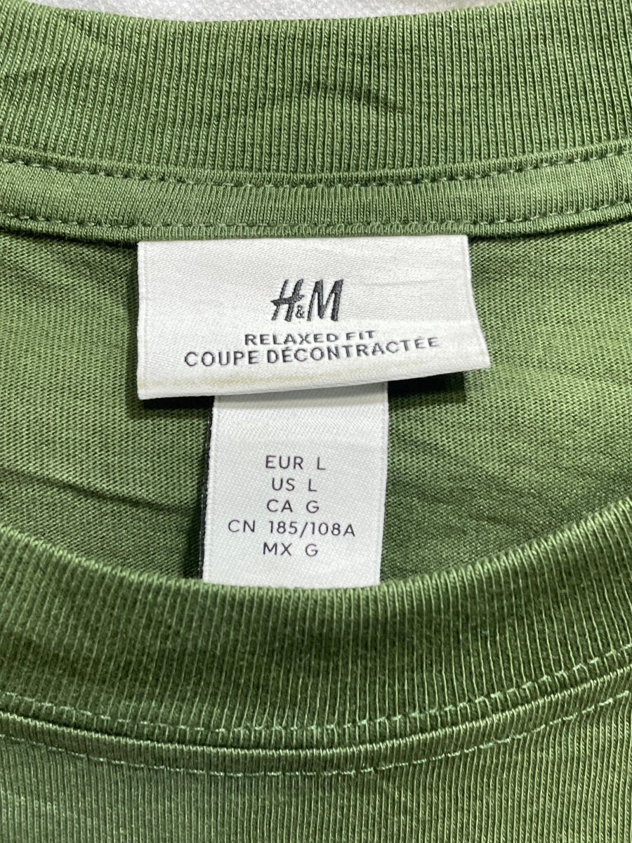 H&M Green Cotton T Shirt For Men L - Preloved Labels