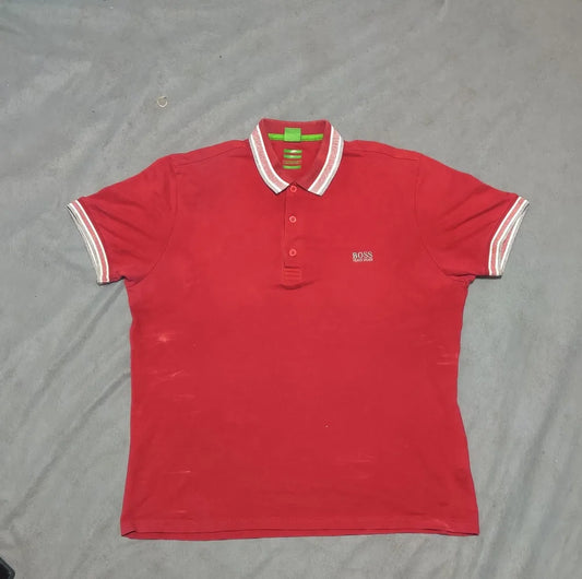 Hugo Boss Men Red Cotton Polo T Shirt 2XL – Preloved Labels (view 2)