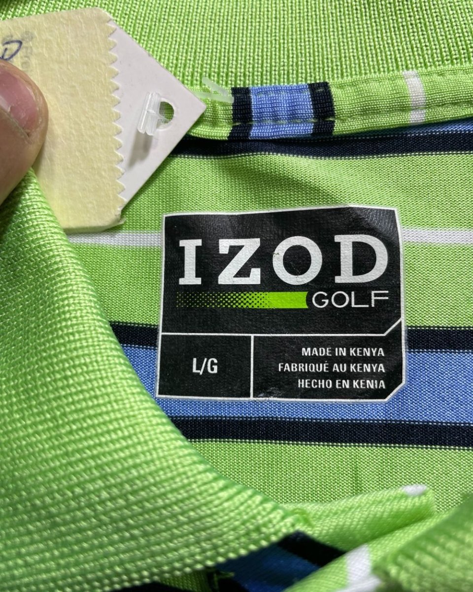 Izod Green Polyester Sport Polo T Shirt For Men Large - Preloved Labels
