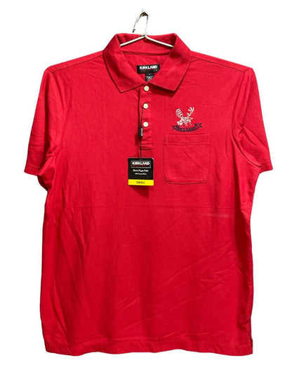 Klrkland Red Cotton Polo T Shirt For Men Small - Preloved Labels