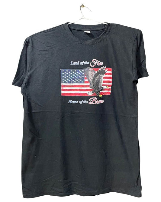Land Of The Free Black Cotton T Shirt For Men L - Preloved Labels