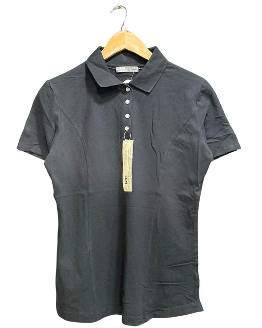 Lee Black Cotton For Women Polo T Shirt Medium - Preloved Labels