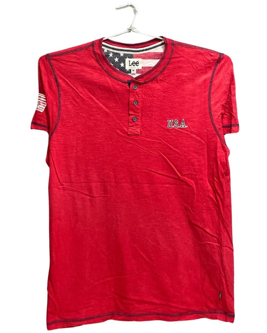 Lee Red Cotton T Shirt For Men M - Preloved Labels