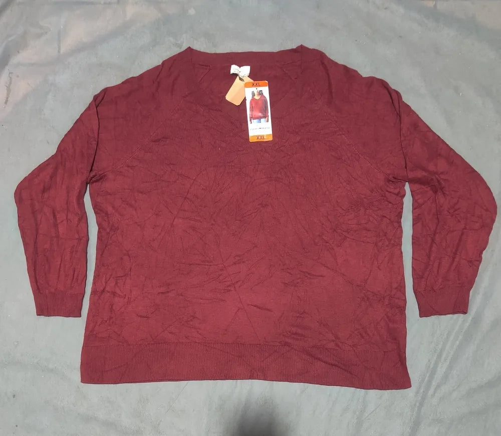 Lucky Brand Women Fabrique Maroon Sweater 2XL – Preloved Labels (view 3)