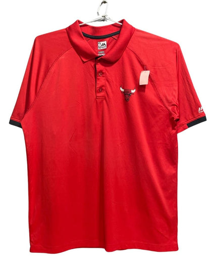Majestic Red Polyester Sport Polo T Shirt For Men X Large - Preloved Labels
