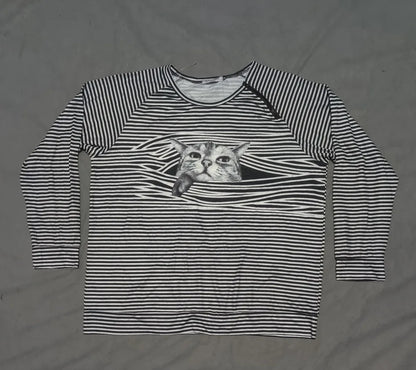 Miss Look Women Black White Striped Sweatshirt 2XL – Preloved Labels (view 3)