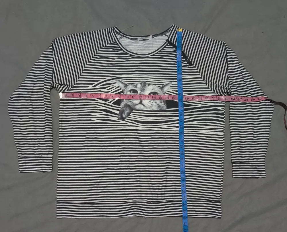 Miss Look Women Black White Striped Sweatshirt 2XL – Preloved Labels (view 4)