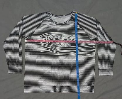 Miss Look Women Black White Striped Sweatshirt 2XL – Preloved Labels (view 4)