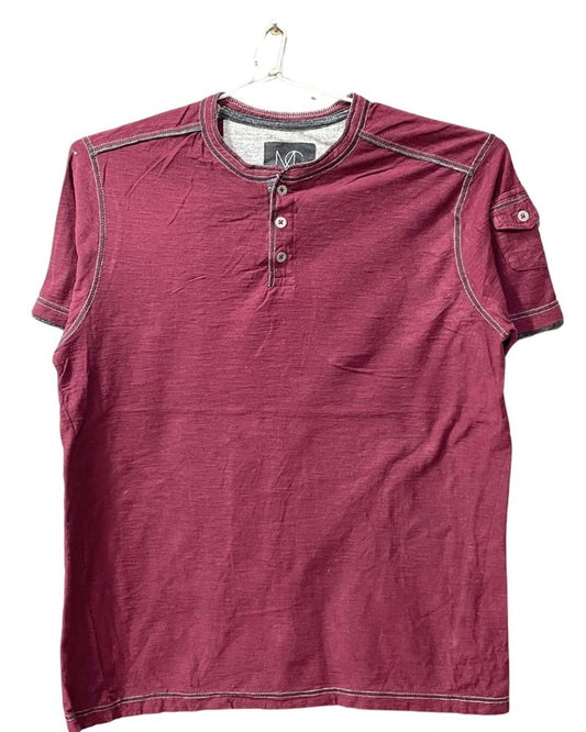 Modern Culture Maroon Cotton T Shirt For Men L - Preloved Labels