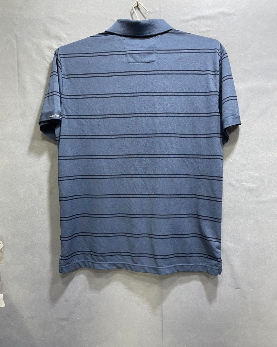 Nautica Blue Polyester Sport Polo T Shirt For Men Large - Preloved Labels