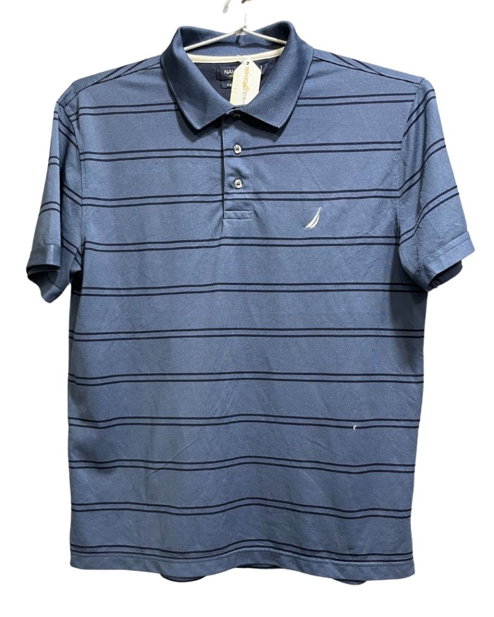 Nautica Blue Polyester Sport Polo T Shirt For Men Large - Preloved Labels