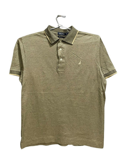 Nautica Brown Cotton Polo T Shirt For Men Medium - Preloved Labels
