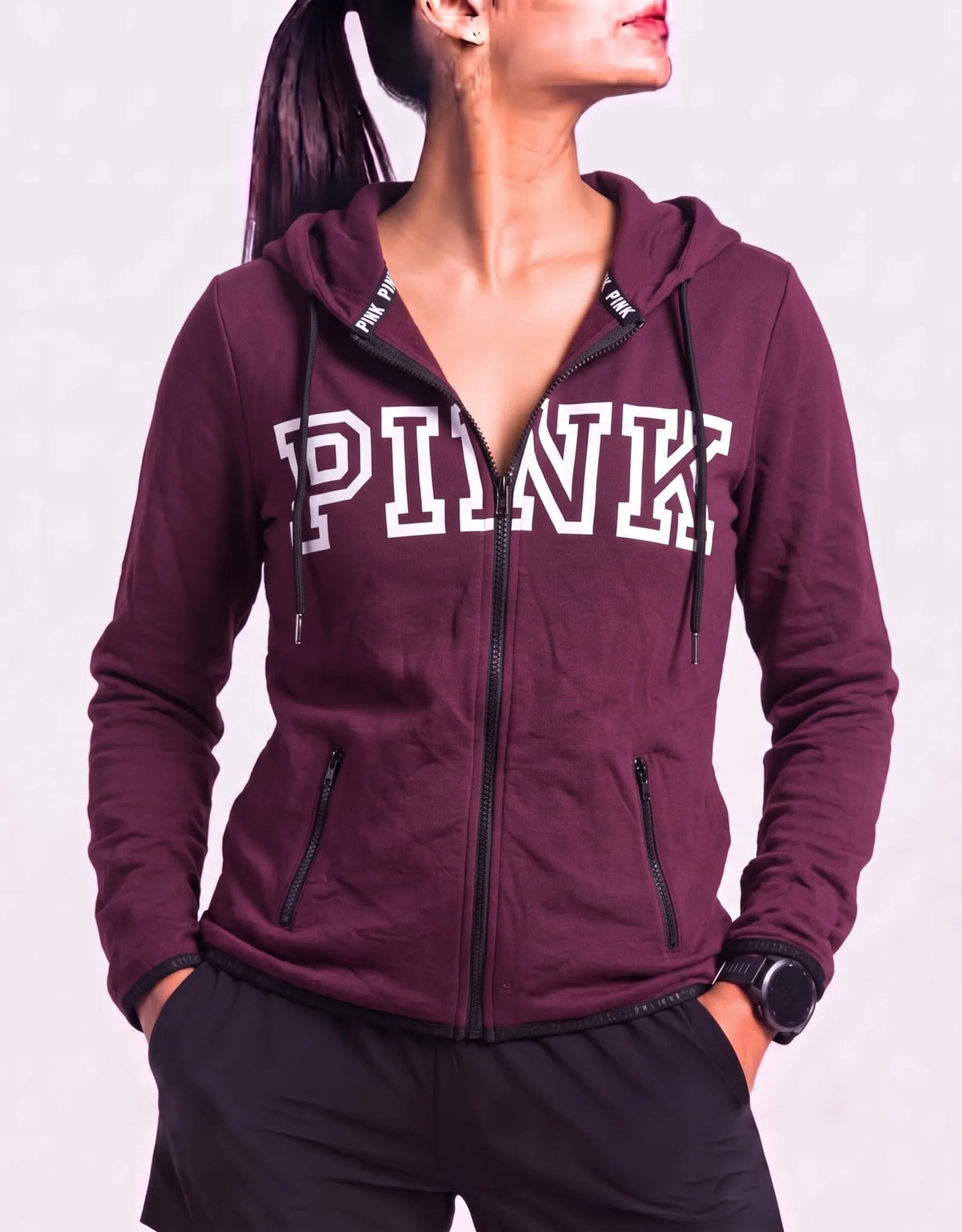 Pink Women Cotton Maroon Zipper M – Preloved Labels