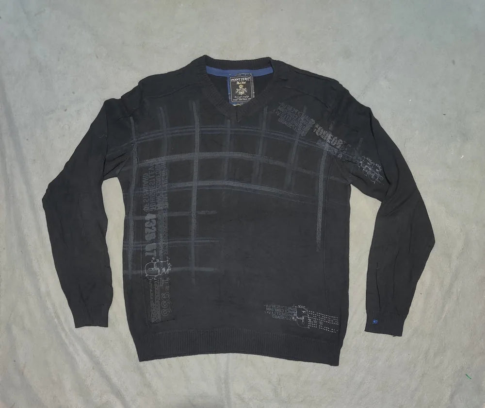 Point Zero Men Cotton Fleece Black Sweater M – Preloved Labels (view 2)