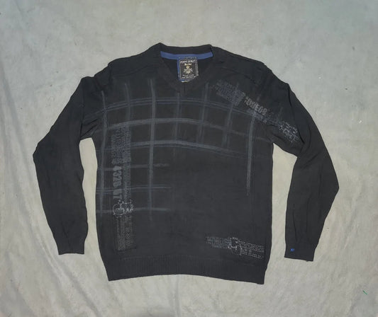 Point Zero Men Cotton Fleece Black Sweater M – Preloved Labels (view 2)