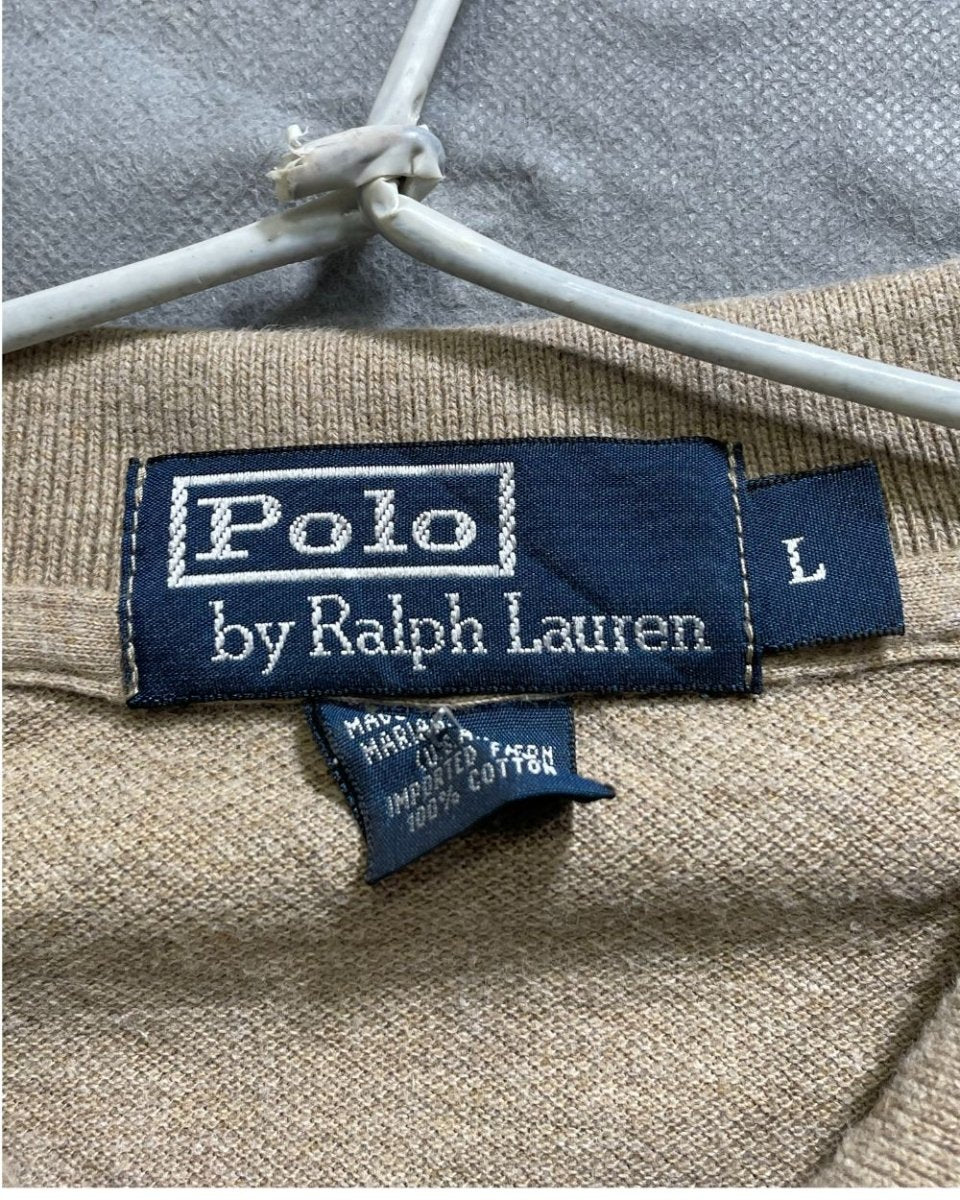 Polo By Ralph Lauren Brown Cotton Jersey Polo T Shirt For Men Large - Preloved Labels
