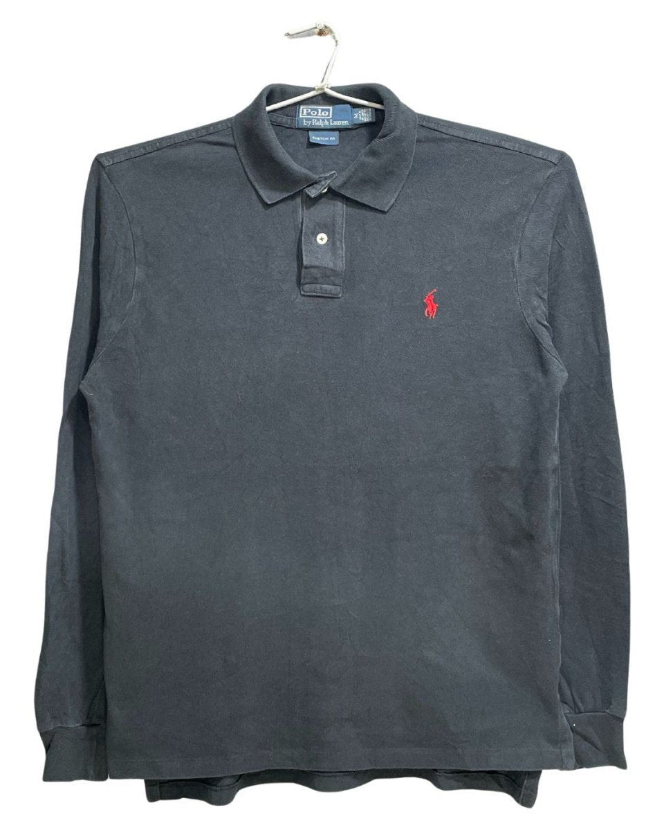 Polo Ralph Lauren Black Cotton Jersey Polo T Shirt For Men Medium - Preloved Labels