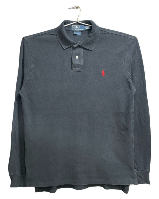Polo Ralph Lauren Black Cotton Jersey Polo T Shirt For Men Medium - Preloved Labels