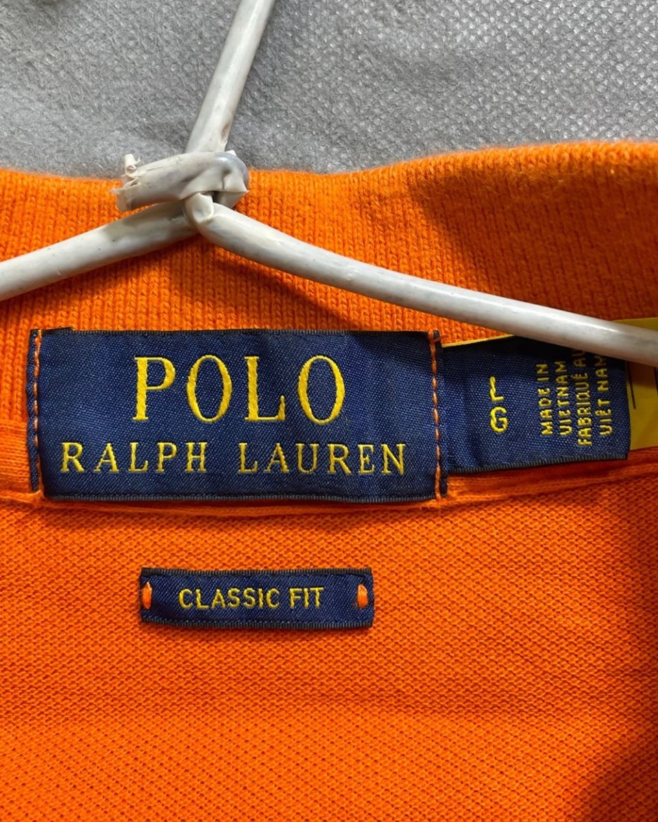 Polo Ralph Lauren Orange Cotton Polo T Shirt For Men Large - Preloved Labels