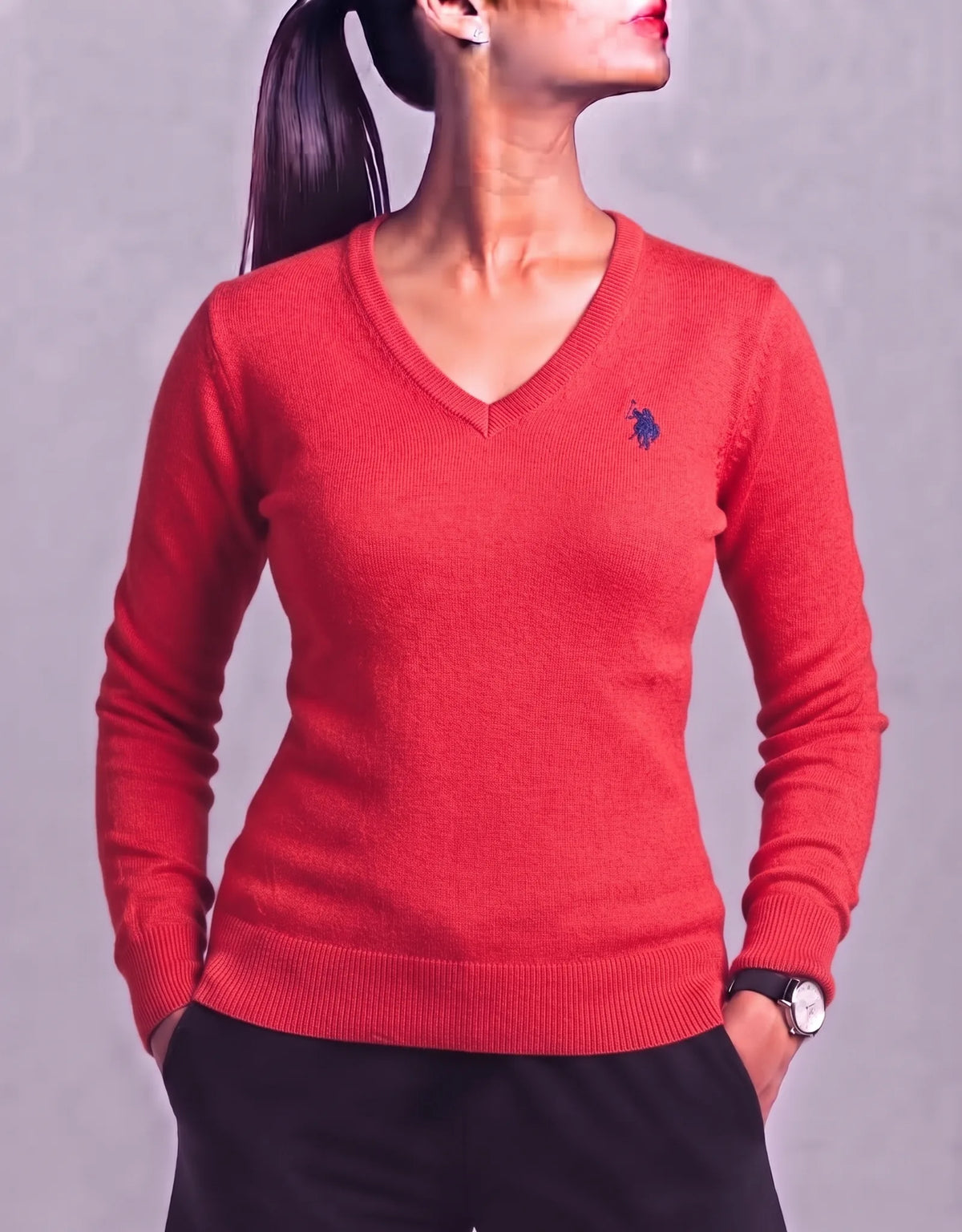 Polo U.S. Assn Women Rayon Polyester Red Sweater S – Preloved Labels