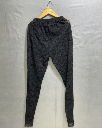 Preloved Labels Black Polyester Net Stretch Gym tights For Women S - Preloved Labels