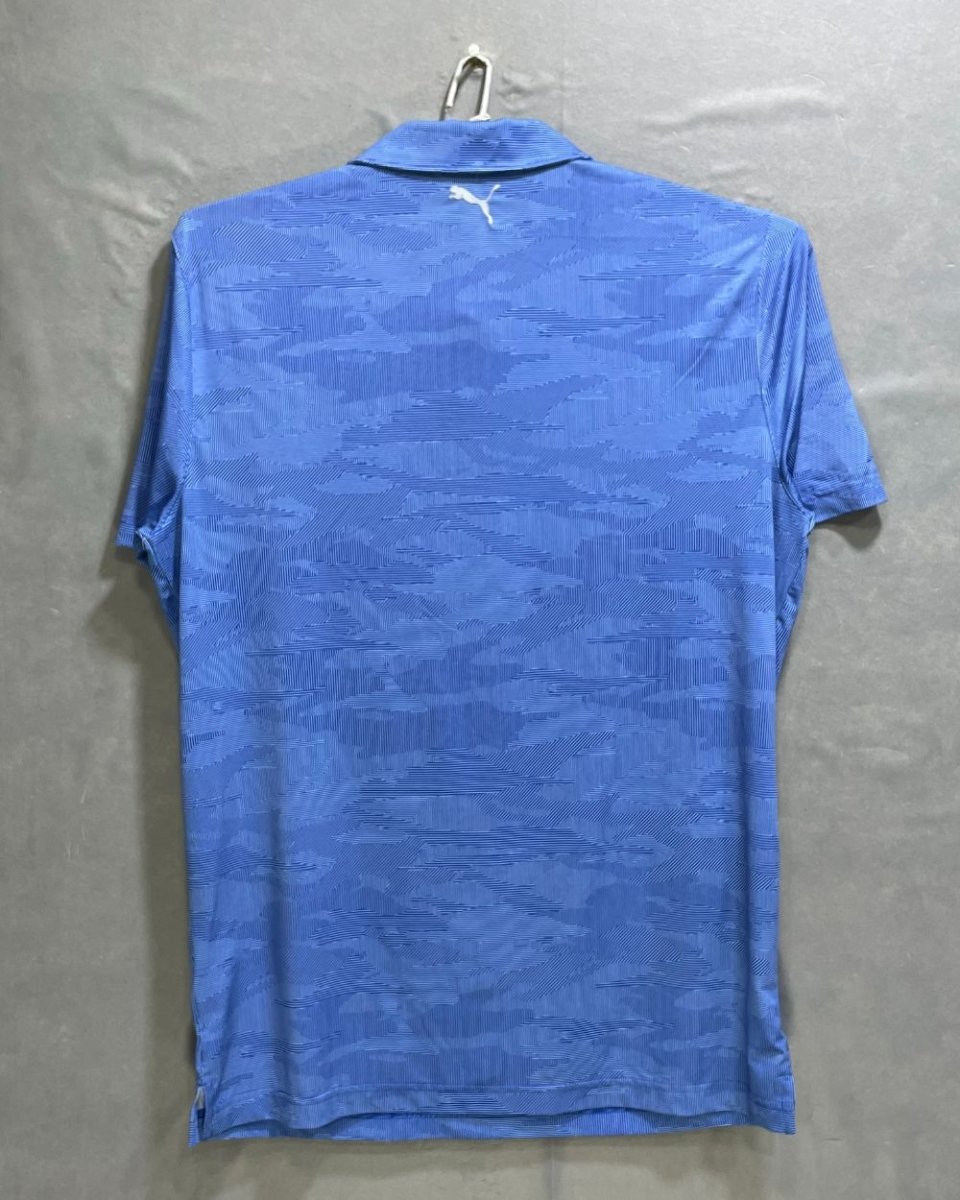 Puma Blue Polyester Sport Polo T Shirt For Men Medium - Preloved Labels