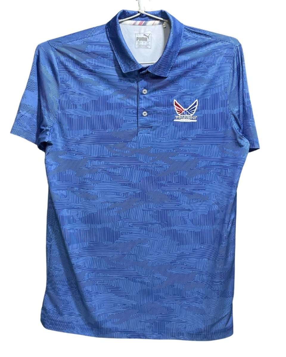 Puma Blue Polyester Sport Polo T Shirt For Men Medium - Preloved Labels