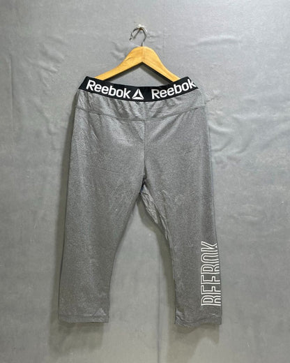 Reebok Grey Polyester Jersey Stretch Gym tights For Women L - Preloved Labels