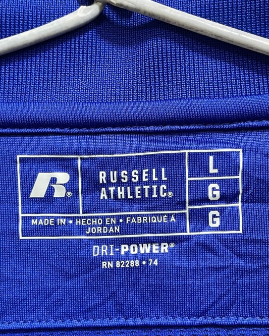 Russell Blue Polyester Sport Polo T Shirt For Men Large - Preloved Labels