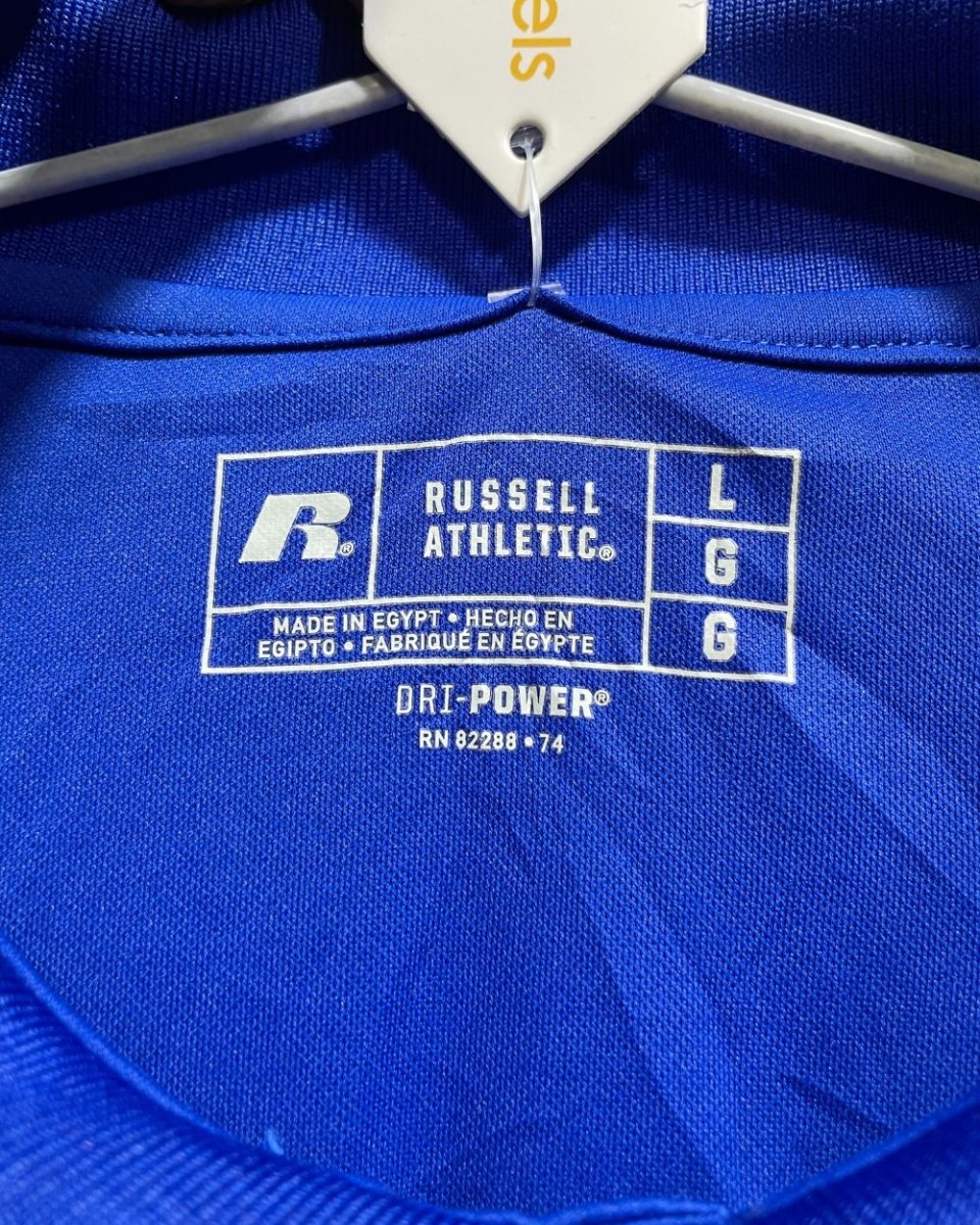 Russell Blue Polyester Sport Polo T Shirt For Men Large - Preloved Labels