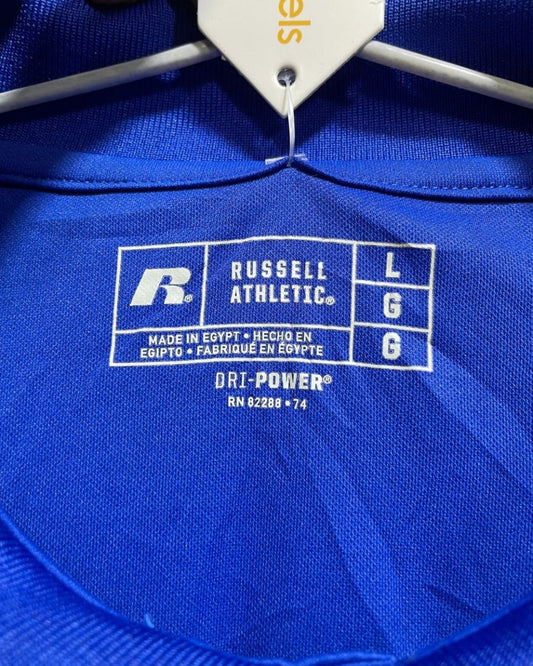 Russell Blue Polyester Sport Polo T Shirt For Men Large - Preloved Labels