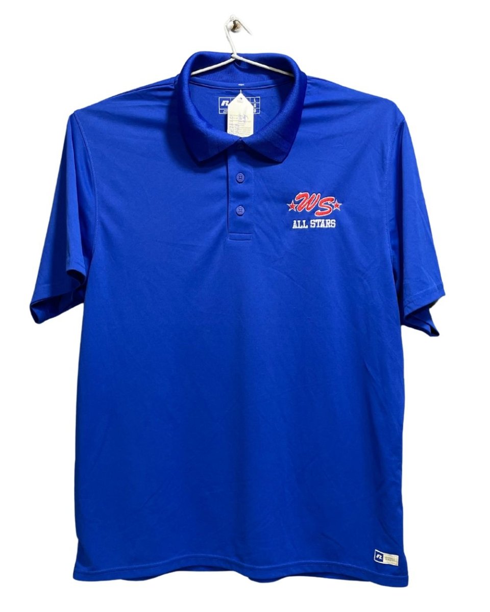 Russell Blue Polyester Sport Polo T Shirt For Men Large - Preloved Labels