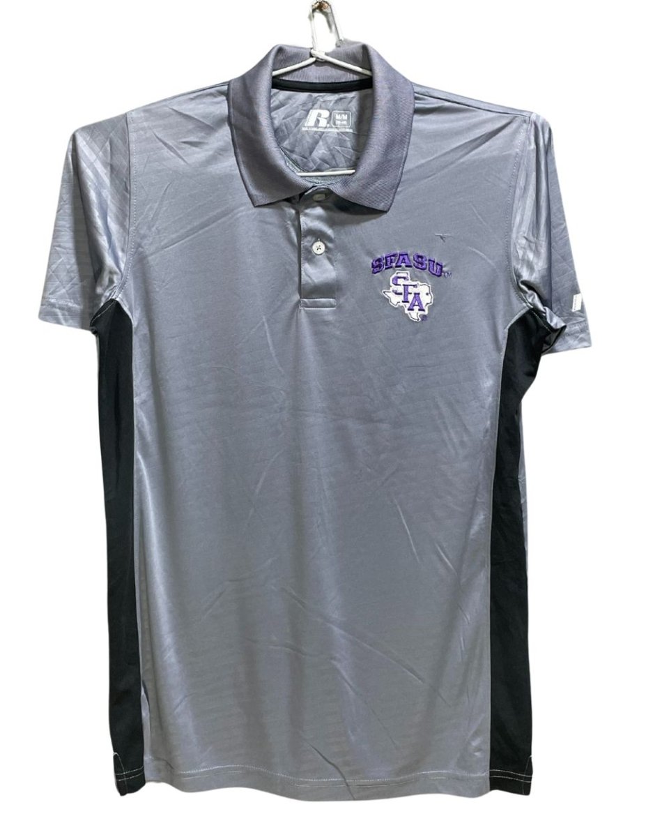 Russell Grey Polyester Sport Polo T Shirt For Men Medium - Preloved Labels