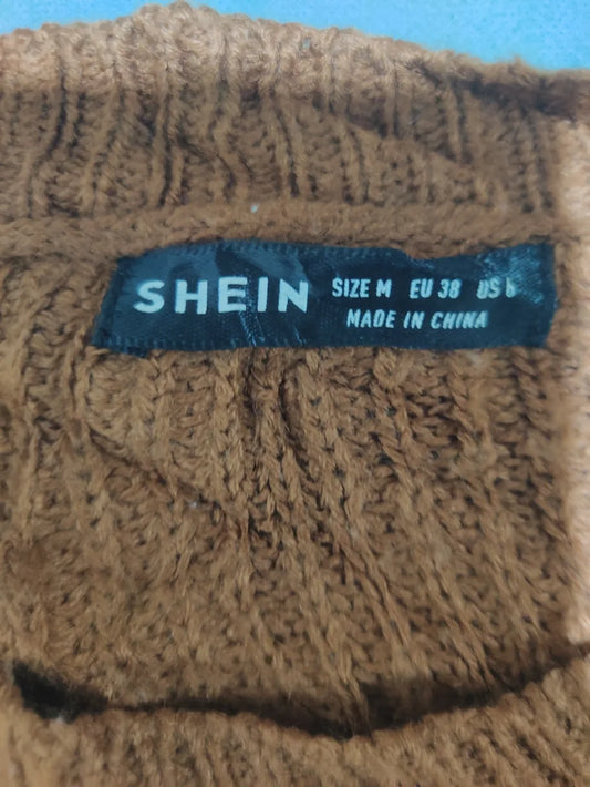 SHEIN Women Brown Cream Striped Sweater M – Preloved Labels (view 2)