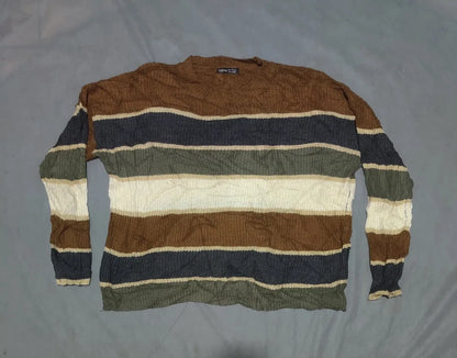 SHEIN Women Brown Cream Striped Sweater M – Preloved Labels (view 3)