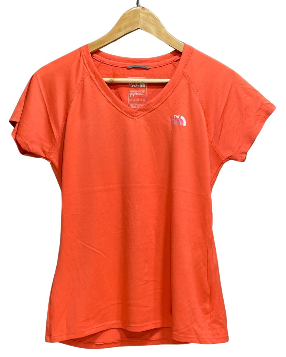 The North Face Orange Polyester Jersey Sport For Women T Shirt Small - Preloved Labels