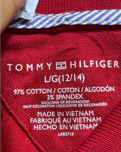 Tommy Hilfiger Red Cotton For Girl T Shirt 12 Years - Preloved Labels